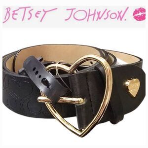 Betsey Johnson Heart Embossed  Belt & Buckle